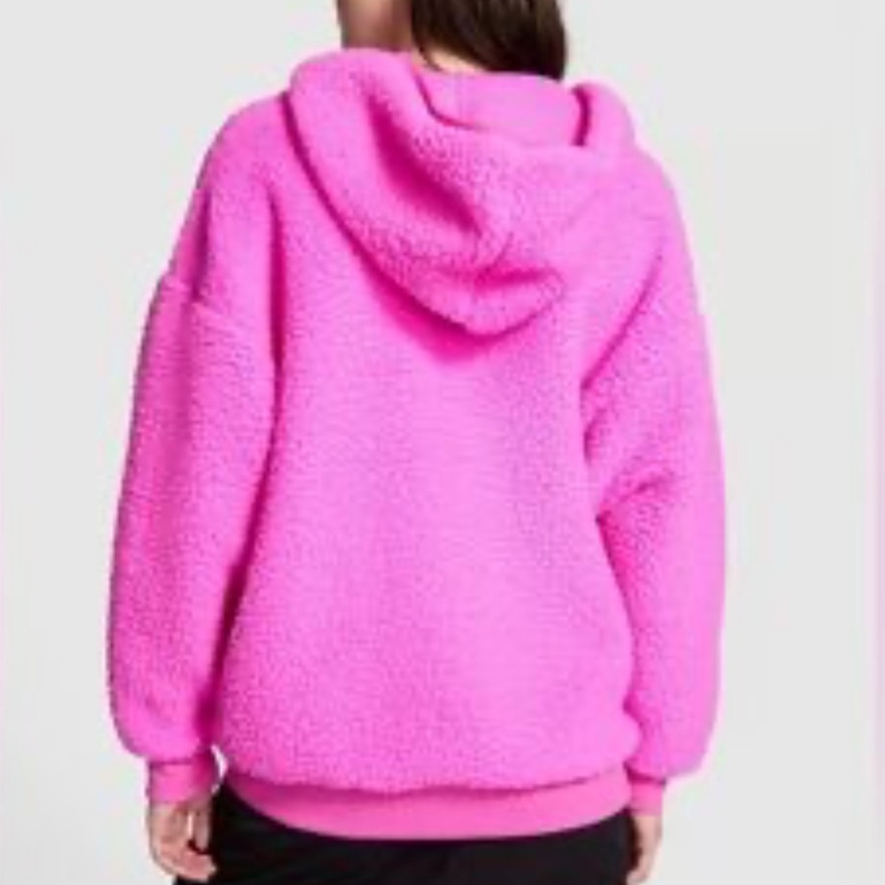 New Victoria’s Secret PINK Fuzzy hoodie Cozy Berry NWT